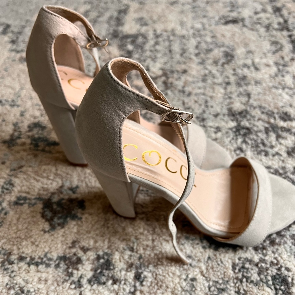 Grey suede heels
